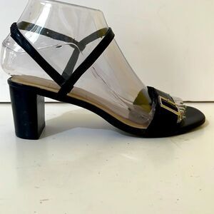 Loft Black Block Heel Y2K Whimsigoth Mary Jane Sandals With Silver Buckle Size 6